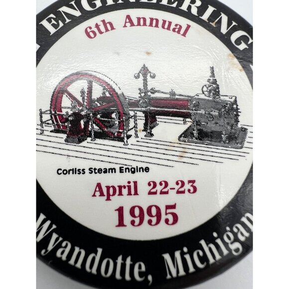 1995 Model Engineering Expo Button 2.25" Corliss Steam Engine Wyandotte MI 2.25" - Picture 3 of 3